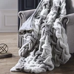 Modern Threads Luxury Solid Braided Faux Fur Reverse To Flannel Throw Blanket,. Fixed Price $73.99.