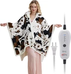 Heated Electric Blanket Shawl Cow Print Wearable With Hood & Pock. Fixed Price $40.43.