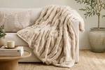Pottery Barn Faux Fur Throw Blanket Beige Champagne 50X60 Soft Cozy. Fixed Price $70.00.