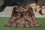 Genuine Real Sheared Beaver Fur Blanket King Size Throw 83" X 73" Rug. Fixed Price $749.00.