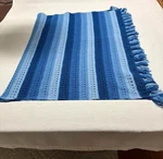 Handmade Crochet Blue Afghan Lap Throw Or Kids Blanket 66" Long 41" Wide. Fixed Price $8.50.