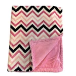 Pink Black White Chevron Zig Zag Plush Baby Blanket Reversible Solid 29X 37. Fixed Price $16.99.