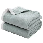 Se Softexly Cotton Muslin Blankets 4-LAYER Linen Texture For Bed Couch,. Fixed Price $35.14.