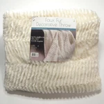 Faux Fur Decorative Throw Blanket Bahara Collection Ivory Color Textured 50X60. Fixed Price $10.00.