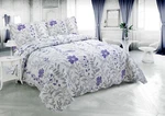 Printed Stitching Ultra Soft Bedspread Coverlet Quilt Set, Modern Purple Floral. Fixed Price $76.99.