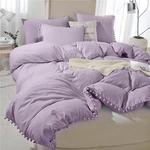 Etdiffe Lavender Pom Duvet Cover Full Size - 3 Piece Boho Bohemian Farmhouse .... Fixed Price $54.32.