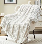 Best Solid Soft Fuzzy Ruched Faux Rabbit Fur Throw Blanket 50 60, Decorative. Fixed Price $25.99.
