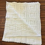 Handmade Crochet Knit Baby Blanket Throw White Sun Burst Squares 36X36. Fixed Price $19.99.