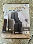 Berkshire Life Heated Luxe Faux Fur Throw, 50" 60" Gray. Fixed Price $49.50.