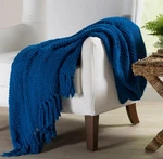 Throw Blanket Blue Knitted Tweed Soft Decorative Cover Living Room Couch Chair. Fixed Price $51.48.