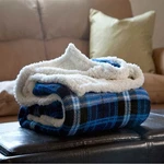 Lavish Home Blue Plaid Fleece Sherpa Throw Blanket 50X60 Cozy Reversible Couch. Fixed Price $41.41.