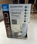 Biddeford Microplush Heated Throw Blanket Gray 50X62 Electric Digital Control. Fixed Price $29.99.