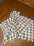Ll Bean Cozy Sherpa Wearable Throw Blue & White Plaid Hooded Poncho Style One Si. Fixed Price $32.00.