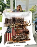 Big Moose Harley Davidson Blanket Gift For Biker Mink Touch Plush Fleece. Fixed Price $58.99.