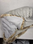 Martha Stewart Collection Gray Cable Knit Brown Faux Fur Blanket Throw 50X60. Fixed Price $32.00.