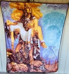 Aztec Warrior Popocatepetl And Iztaccihuati Mexico Queen Size Blanket Bedspread. Fixed Price $61.05.