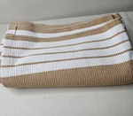 Buagetup Outdoor Rug Khaki & White Striped 3X5 Machine Wash Porch, Beach Blanket. Fixed Price $21.99.