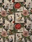 French Rooster Floral Patch 100% Cotton Quilt Fabric 148" X 44" Spring Creative. Fixed Price $24.99.