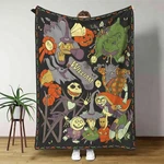 Custom Name Spooky Skeleton Couple Flannel Blanket Halloween Gift Throw. Fixed Price $19.75.