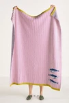Anthropologie Sonnie 100% Cotton Knit Throw Blanket Sardine Pink Stripe Nwt. Fixed Price $89.99.
