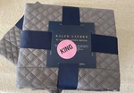 Ralph Lauren Quilted Sateen Argyle Two King Pillow Shams Graphite Cotton 300 Tc. Fixed Price $45.00.