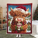 Personalized Highland Cow Quilt Blanket Christmas Farm Animal Cozy Gift Throw. Fixed Price $51.66.