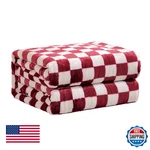 Fy Fiber House Checkered Flannel Fleece Throw Blanket 50X60" Soft Cozy Burgundy. Fixed Price $31.33.