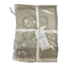 Boll & Branch Alpaca Monogram Throw Blanket Standard 50X70 Natural Oak New Soft. Fixed Price $189.99.