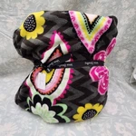 New Black Neon Retired Vera Bradley Ziggy Zinnia Flower Large Blanket Throw. Fixed Price $29.99.