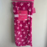 New Juicy Couture Christmas Pink Snowflakes Bows Crown Candy Cane Blanket 60X70. Fixed Price $41.99.