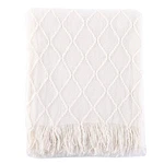 Battilo Home Large Cream Throw With Fringe, End Of Bed Blankets.... Fixed Price $49.13.