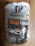 Biddeford Heated Throw Electric Warming Microplush Reversible Denim Tan Plaid. Fixed Price $40.00.