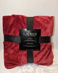 Ralph Lauren Classic Red Full/queen Micromink Fleece Blanket. Fixed Price $49.99.