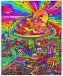 New Mushroom Umbrella Plush Fleece Throw Gift Blanket The Mad Hatter Nip Rainbow. Fixed Price $25.33.
