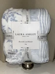 1-NIB Laura Ashley White And Blue Floral Stripes Design King Size Plush Blanket. Fixed Price $89.00.