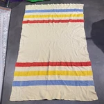 Vintage 50S 60S Hudson Bay Style Striped Blanket Throw W/ Stripes Camp Cabin Usa. Fixed Price $60.00.