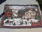 Tapestry Throw Blanket Linda Nelson Stocks Christmas Winter Scene Goodwin Weaver. Fixed Price $45.99.