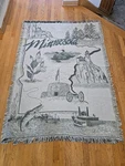 Minnesota Theme Tapestry Woven Fringe Throw Blanket Loons Fish Split Rock 68X49. Fixed Price $15.00.