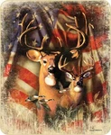 Big Buck Patriotic Deer Queen Size 79" 96" Medium Weight Faux Fur Bed Blanket. Fixed Price $69.95.