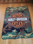 Harley Davidson - 43" X 63" Logo Forest Green Camo Throw Blanket By Northwest. Fixed Price $22.49.