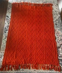 50 X76 Burnt Orange Snugtown Knitted/fringed/cable Throw/blanket-new Mint. Fixed Price $20.00.