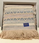 Pendleton Wool Blanket Occasional Throw 68" 52" Blue/cream Fringe Aztec Box. Fixed Price $101.15.