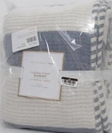 Pottery Barn Teen Cabana Stripe Bed Blanket Full Queen 86" Sq White/chambray Nwt. Fixed Price $113.95.