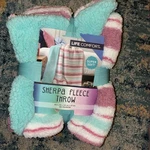 Nwt Life Comfort Sherpa Fleece 2-SIDED Throw Pink/green 50" X 40". Fixed Price $20.00.