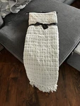 Nicole Miller Oversized Artelier Squares Knit Throw Blanket Crochet Ivory Cream. Fixed Price $21.00.