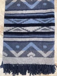 Woolrich Melton Blue Gray Navy Aztec Fringe Throw Blanket 60" X 54" Nwt. Fixed Price $64.95.