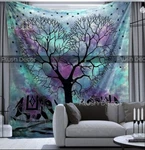 Blue Tie Dye Elephant Tapestry Queen Bohemian Bedspread Hippie Heart Tree Throw. Fixed Price $29.99.
