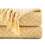 Battilo Home Gold Throw Blanket For Couch, Knit Yellow 60"X80",. Fixed Price $60.99.