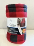 Mainstays Heated Electric Fleece Throw 50X60 Red Buffalo Plaid New 10HR Auto-off. Fixed Price $55.00.