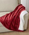 Charter Club Embossed Plush Reversible Sherpa Throw 50" X 60 Red Currant. Fixed Price $29.50.